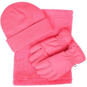 Mountain Warehouse Kids Ski Accessories Set - Warm & Cosy, Water-resistant, Fleece Lining - Best for Tennis, Fishing, Running, Camping, Hiking & Outdoors Dark Pink L