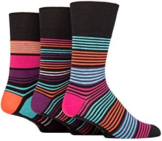 SockShop Gentle Grip Mens Colourburst Cotton Socks Pack of 3