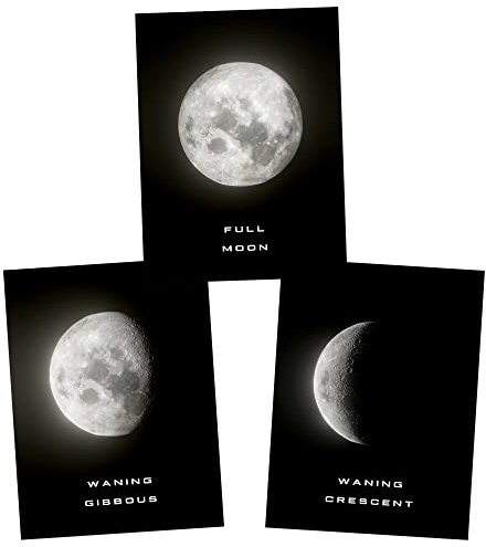 Artery8 Celestial Phases of the Moon Lunar Astronomy Astrology Home Decor Premium Wall Art Poster Pack of 3