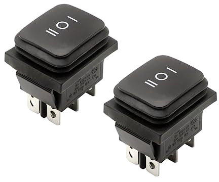 Kofelec Kippschalter, Wippschalter, EIN-Aus-EIN Schalter, DPDT, 16A 250 VAC, 6 Pins 3 Position, Mit Wasserdichtem, Schwarz 2pcs