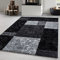 Carpetsale24 Teppich 140x200 cm – Kurzflor Konturenschnitt in Schwarz Grau Weiß – Kariertes Design, Waschbar, Pflegeleicht, Extra Weich – Für Wohnzimmer, Schlafzimmer, Esszimmer