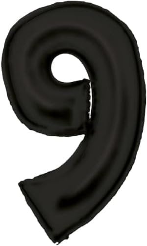 Amscan Große Zahl 9 Silk Lustre schwarz Folienballon N34 verpackt 86 cm