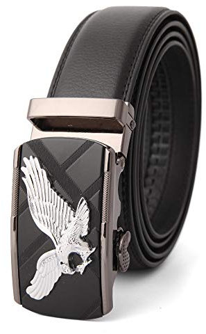 JIARY Herren-Gürtel,Herren-Ledergürtel mit Ratsche, verstellbar, Adler-Gürtel für Herren, geschäftlich und formell,Black a,110CM/43.3''