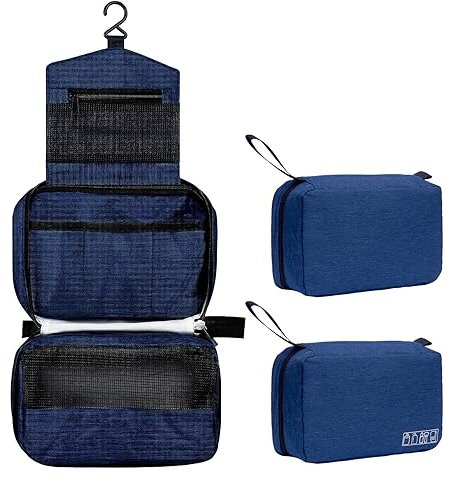 LONHCHI Trousse de Toilette à Suspendre pour Femme - Étanche - avec Crochet Robuste - Compact - pour Homme et Femme, Bleu Marine, Trousse de Toilette
