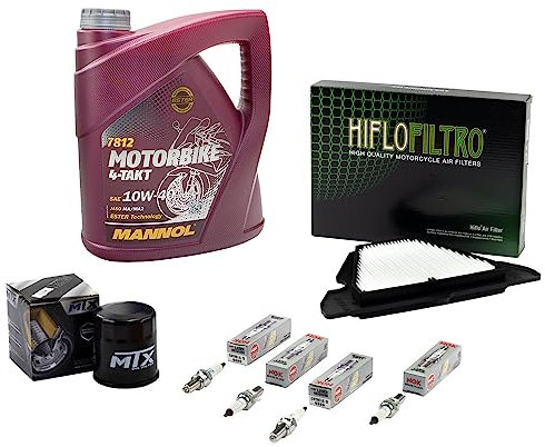 Wartungspaket Öl 4L + Luftfilter + Ölfilter + Zündkerzen für Kawasaki Z 1000 F SX Z1000 Baujahr 2014-2017