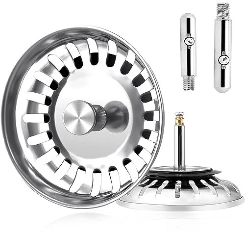 Siebkörbchen Spüle 79mm Spülbecken Sieb Stöpsel Spülensieb Universal Waschbecken Abflussstopfen Edelstahl Kompatibel mit Blanco Spülen Höhenverstellbar(25mm-71mm)