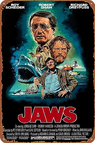 Jaws Blechschild Dekoration Vintage Metall Film Poster Schilder Wanddekoration 20,3 x 30,5 cm