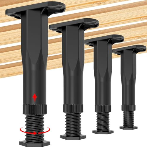 Verstellbare Bettgestell-Stützbeine (21,1 cm - 36,8 cm), Rahmen-Mittellamellen, schwere Stützbeine, extra langlebige Möbelfüße, für Rahmen/Sofa/Kommode/Stuhl/Tisch, Möbelersatzteile, 4 Stück