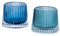 levandeo Lot de 2 photophores en verre - Hauteur : 7 cm - Bleu - Décoration de table - Rétro