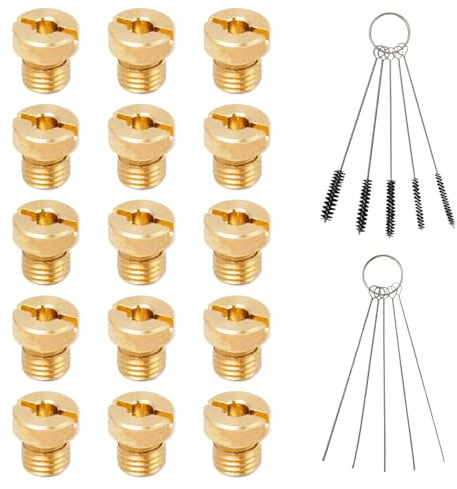 UTMACH 15 Piezas Chicles Carburador de Moto M6 con 5 Agujas de Limpieza,5 Cepillo de Nylon Boquilla Principal de Carburador Kit de Surtidores de Carburador M6 60-130 para Motocicletas