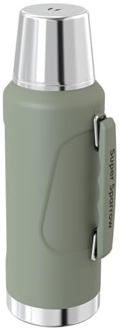 Super Sparrow Botella Termica - Termo de Acero Inoxidable - 2L - Cantimplora Sin BPA - Termo Cafe - Tapa Antifugas que Sirve de Taza - Se Mantiene Caliente 24 o Frío 36 Horas