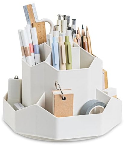Newpop Organisateur de Bureau, Pot a Crayon Rotatif à 360 Degrés, Organiseur Bureau avec 9 Compartiments, Pot à Crayon, Porte Crayons Bureau, Rangement Stylo, Pour Papeterie, Maquillage, L'artisanat