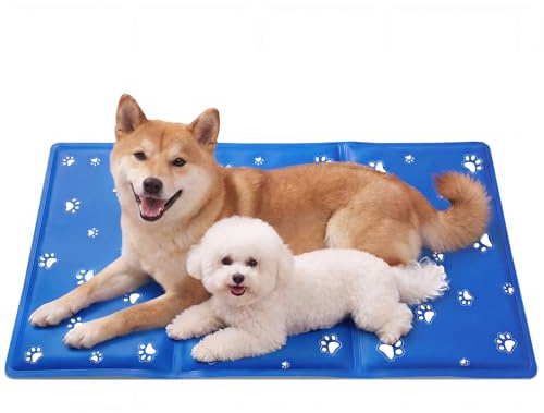 DMSELL Large Dog Cooling Mat, 90x50 cm, Chew Resistant, Gel Pet Cool Mat | Foldable Cooling Mat, Self Cooling, Large Size, Soft, Durable, Washable, for Summer, Dogs, Cats, Pets Cooling