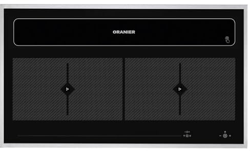 Oranier Flächeninduktion KFL 2094 mit Abluft & Umluft Kochfeldabzug 90 cm - großes Induktionskochfeld inklusive umlaufender Edelstahl Kochfeldrahmen