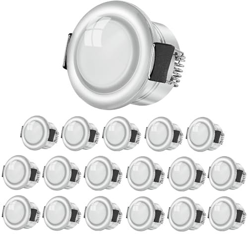 3W Premium Mini-LED-Einbaustrahler, Dimmbar mit Fernbedienung, Warmweiß, wasserdichte LED-Mini-Spots (IP65) Perfekte Beleuchtung für Terrassenüberdachung, Bad, Wohnzimmer (18x Minispot)