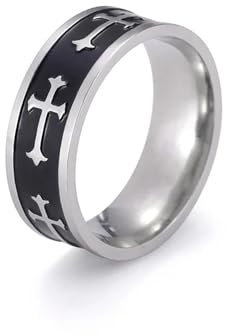 BlackAmazement Ring Edelstahl Keltenkreuz Celtic Cross Biker Schwarz Silber Biker Gothic Herren (60 (19,1))