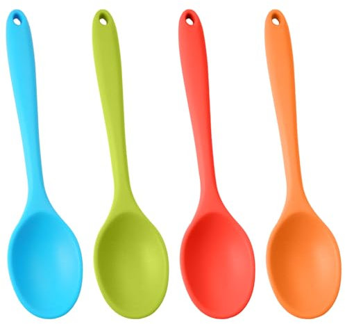 4 Stück Silikonlöffel, 21cm Rührlöffel Aus Silikon Silikonlöffel Bunte Silikonlöffel Mehrfarbige Silikon Rührlöffel Küchenlöffel Silikon Rührlöffel Kochlöffelset