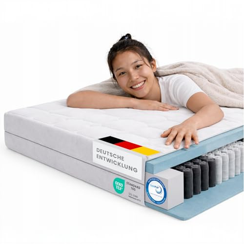 BMM Taschenfederkernmatratze Ortho Medic Plus 160x200 cm H2 25 cm 7-Zonen | Taschenfederkern mit 7 Liegezonen und 25 cm Höhe passt sich Ihrem Körper an und fördert eine natürliche Liegeposition.