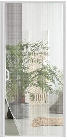 BESTORI Mosquitera Puerta Magnética 70 x 200 cm Cortina Mosquitera Apertura Lateral Cierre Automático para Balcón Corredera Terraza Blanco