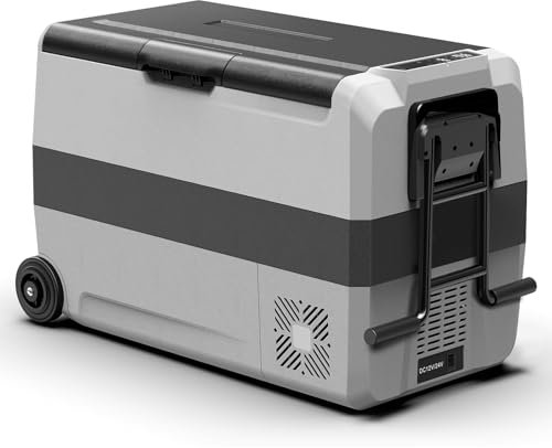 DEAPRULL Refrigerador de 12 voltios, 53 cuartos de galón (50 L), enfriador eléctrico de doble zona, control de aplicación, refrigerador de coche --15.6 °C-20.0 °C 12/24V DC 100-240V CA, refrigerador