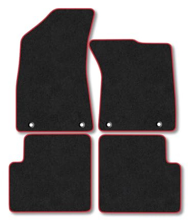 MG ZS Automatic Petrol/Diesel (2022-2024) Car Mats [29.2cm Clip Spacing] Tailored Fit Carpet Floor Mats Non Slip Red Trim Full Coverage Compatible Accessory Set Anti Slip Granulated Backing Clips