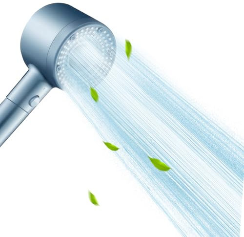 Cabezal de ducha con filtro de alta presión ahorro de agua, cabezal de ducha de masaje con 3 + 1 tipos de chorro, cabezal de ducha efecto lluvia con función de parada (gris, a)