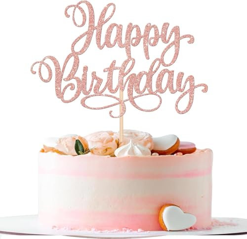 1 Stück Happy Birthday Tortendeko Glitzer Geburtstag Cake Topper Alles Gute zum Geburtstag Kuchen Deko für Feiern Geburtstag Jahrestag Thema Party Kuchen Dekorationen Rosegold