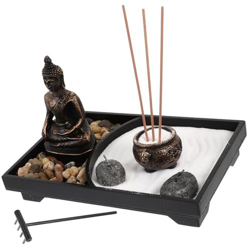 ULDIGI Zen Buddhastatue Kerzenhalter und Harz Schwarz für Yoga Raum und Esstisch Schafft Friedliche Atmosphäre und Fördert Innere Ruhe