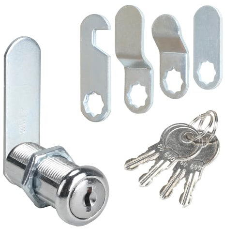 Luabue Serratura per Cassetta Postale 35 mm Con 4 Chiavi e 5 Linguette di Chiusura - Serratura a Leva per Mobili, Armadio, Porte, Cassetti