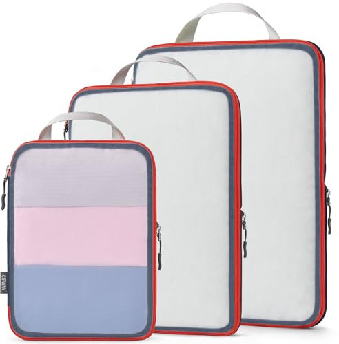 Cipway Bolsas Compresion Viaje, Malla Ligero Bolsas de Viaje Organizador para la Mochila Maletas de Almacenamiento en el Hogar(Azul, 3 Unidades)