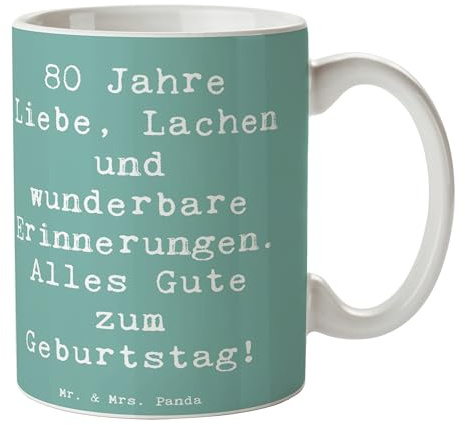 Mr. & Mrs. Panda Kaffeetasse Spruch 80. Geburtstag - Geschenk, 80 Jahre, Happy Birthday, Tasse, Trinkbecher, Geburtstagsfeier, Kaffeebecher, Geburtsjahr, Geburtstagsgeschenk, Geschenktasse, zum