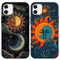 Yimctoie 2 Stück Handyhülle für iPhone 11 6,1,Sonne Mond Tarotkarten Muster Hülle Kreativität Ästhetik Nebula Aesthetic Case,Schutzhülle Schwarze Silikon Bumper Stoßfeste Cover für iPhone 11
