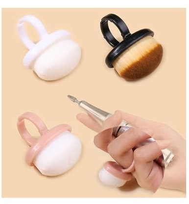 HHONGDU 3Pcs Nail Clean Brush, Nail Arts Dust Cleaner Brush Soft Kabuki Cleaner Brush for Makeup, Nails, Repair, Home & Salon Use(Black, White, Pink)