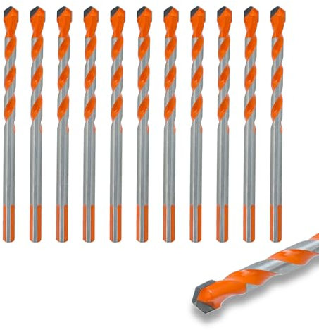 Masonry Drill Bit Set for Metal Steel Porcelain Ceramic Tile Concrete Brick Plastic Wood, Multi-Material 6mm Drill Bits Set, Tungsten Carbide Tipped, with Durable Storage (6mm x 10PCS)