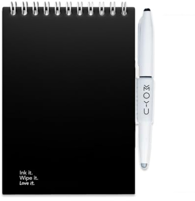MOYU Erasable Notebook - A6 Stone Paper - Hardcover - Pitch Black - Multifunctional Pages - Includes Erasable Pen, Cloth, and Pen Holder