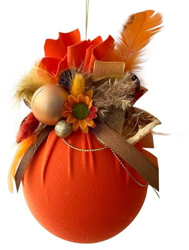 Pallina di Natale arancione – 10 cm | Decorazioni per albero di Natale con accenti naturali | Decorazione fatta a mano per un'atmosfera calda e accogliente