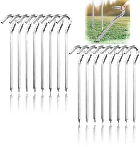 Jidyllic 16 Pcs Zeltheringe,18 cm/7 Aluminiumlegierung Zeltheringe Heringe Erdnägel Zelt Vorzelt Heringe Zeltzubehör Stahl Erdnägel für Camping Wandern Zelt