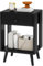 YMYNY Table de Chevet, Table d'Appoint, Commode de Chevet, Tiroir en Tissu, Étagère Ouverte, Pieds Massifs en Bois, Moderne, Structure Simple, pour Chambre, Salon, Noir HST012B