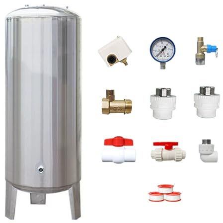 guoyjmm Réservoir de Pression de puits, réservoirs de Pression d'eau en Acier Inoxydable de 60 100 160 200 250 300 L, Réservoirs de Stockage d'eau avec kit de Montage, 220 V,200L/52.8Gal-50x115cm