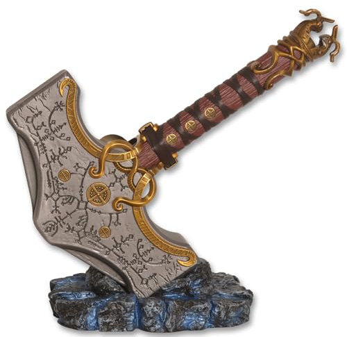 Thors Hammer im Kriegsspiel, 1:1 Cosplay-Requisite des Thors, Metallhammer mit Basis, die Runen können leuchten, alles aus Metall, für Sammlungsdreaction und Geschenk.