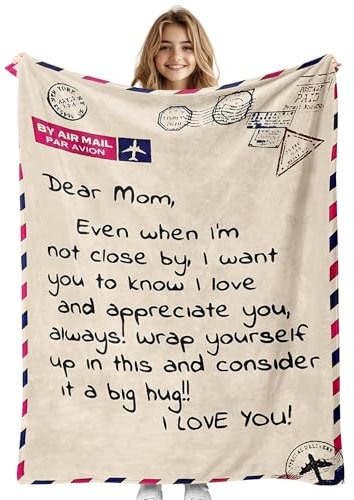 JML Mothers Day Blanket Gifts for Mom, 280GSM 4K-Print Soft Lightweight Plush Flannel Fleece Mom Throw Blanket for Mommy Birthday from Children Daughter Son 40x50, Style02