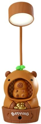 Baoblaze Capybara Schreibtisch Lampe Lesen licht aufladbar für Jungen Mädchen Geschenke Cartoon mit Bleistiftspitzer für Büro am Nachtbett Kinderzimmer, Gras