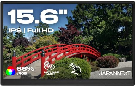 JAPANNEXT Ecran Portable Tactile 15.6 IPS Full HD | JN-MD-i156F-T-LE | Full HD (1920x1080) Haut-parleurs intégrés MiniHDMI(x1) USB-C(x1) Prise Jack(x1) | G-Sync/FreeSync | JN-MD-i156F-T-LE