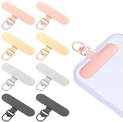 Sibba 8 PCS Handy Lanyard Patch 360° Drehbarer Edelstahl Handykette Universalpads Phone Tether Tab Handyband Lanyard Adapter Handy Sicherung Pads Telefon Halteband Patch für die Meisten Smartphones