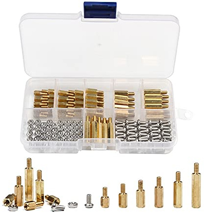 DAWSAXZKL 180 stücke M3 Sechskantmutter Abstand Schraube Messing Gewindespelz PCB Motherboard Standoff Spacer Fastener Tool Kit