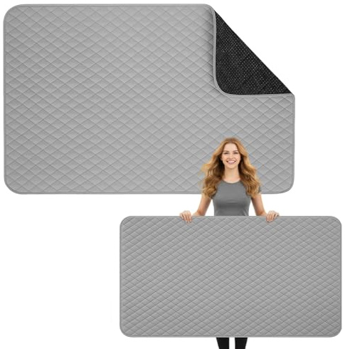 Tegeme 35.4 x 63 Inch Ironing Mat, Heat Resistant Foldable Iron Board Pad | For Tabletop & Countertop, Large Quilted Cotton Surface, Thick Heat Resistant Padding, Foldable Design, Home & Travel Use