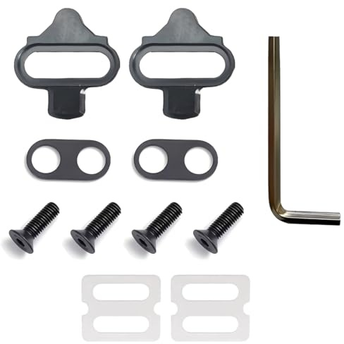 YIPFEN SPD-Cleats con placas antideslizantes – compatibles con Shimano SPD (SH51) para pedales de 2 agujeros – acero CrMo, incluye tornillos y arandelas (12° Float)