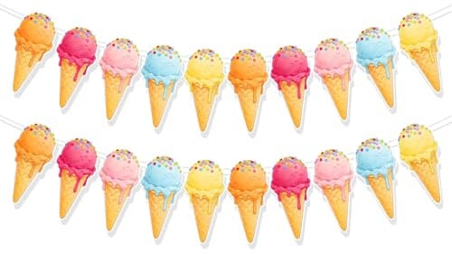 2-teiliges Eiscreme-Party-Dekorationsbanner, Eiscreme-Partydeko, Sommer-Babyparty-Hochzeitsfeier-Hintergrunddeko, Banner für den 1. Geburtstag