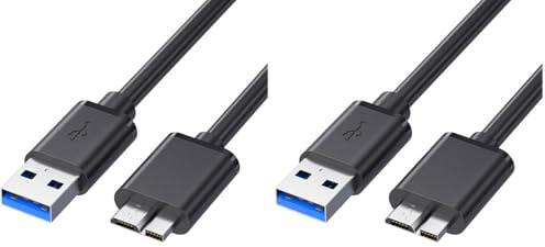JZK 1M Typ A 3.0 auf Micro-B USB 3.0 Kabel, externes Festplattenkabel für Festplattengehäuse/Festplatte, Datensynchronisations- und Ladekabel Samsung NOTE 3 / S5 (Packung mit 2)