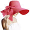 Lanzom Sombrero de paja con lazo grande para mujer de 5.5 pulgadas, grande, plegable, enrollable, para playa, sombrero de sol UPF 50+, Rojo -, Talla única